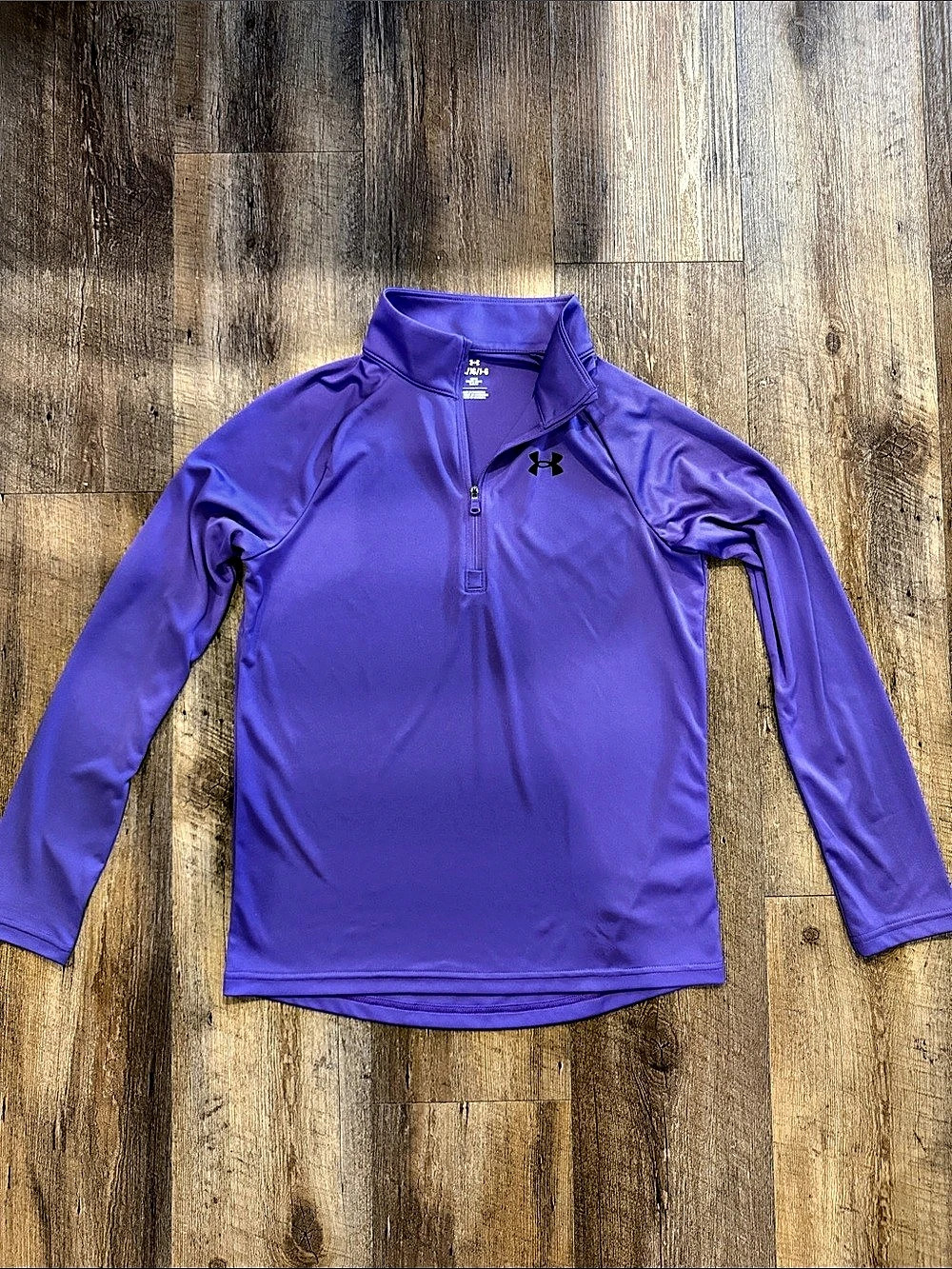 Boys Under Armour Tech 2.0 Large Purple 1/2 Zip Athletic Top